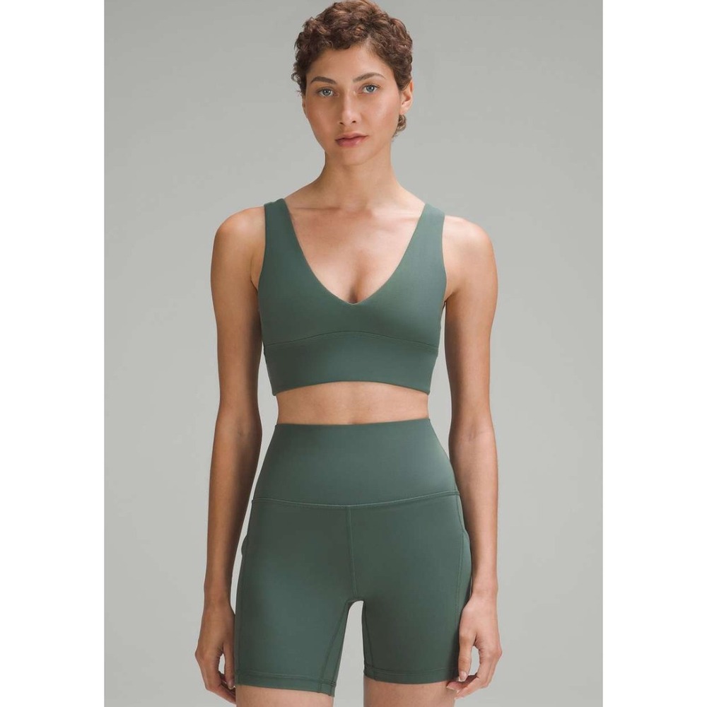 Lululemon Align V-Neck Sports Bra A/B Cup Dark Forest Womens 4 Athleisure EUC